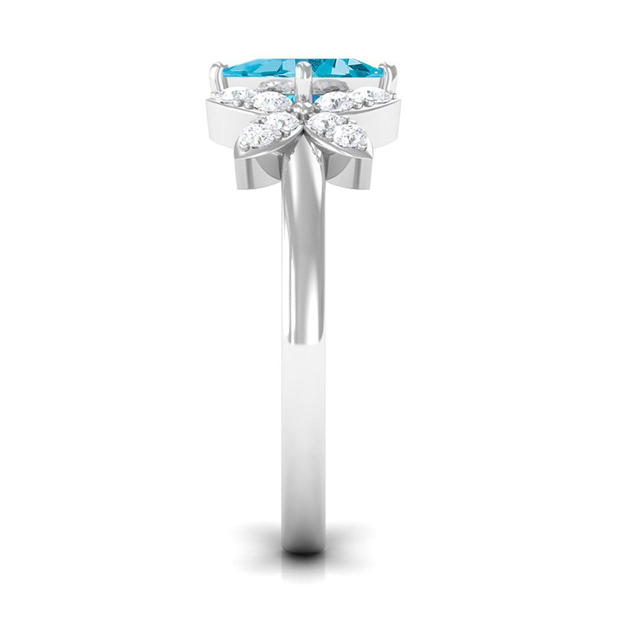 Moderner floraler Paraiba-Cocktailring