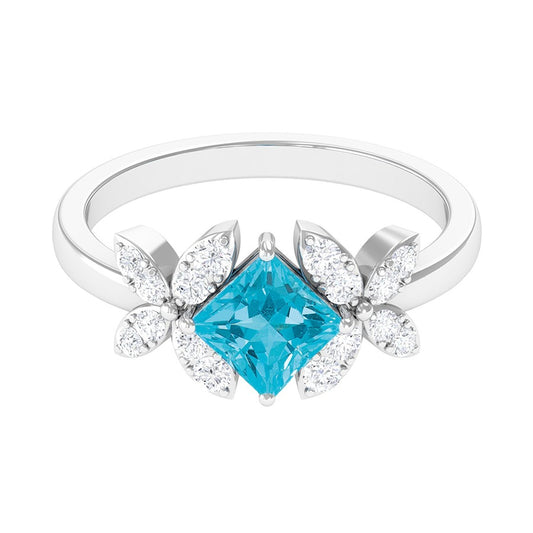 Moderner floraler Paraiba-Cocktailring