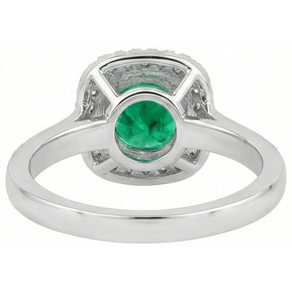 Echter Smaragd Farbstein-Ring 2 Karat Bicolor 14K Gold – Draufsicht