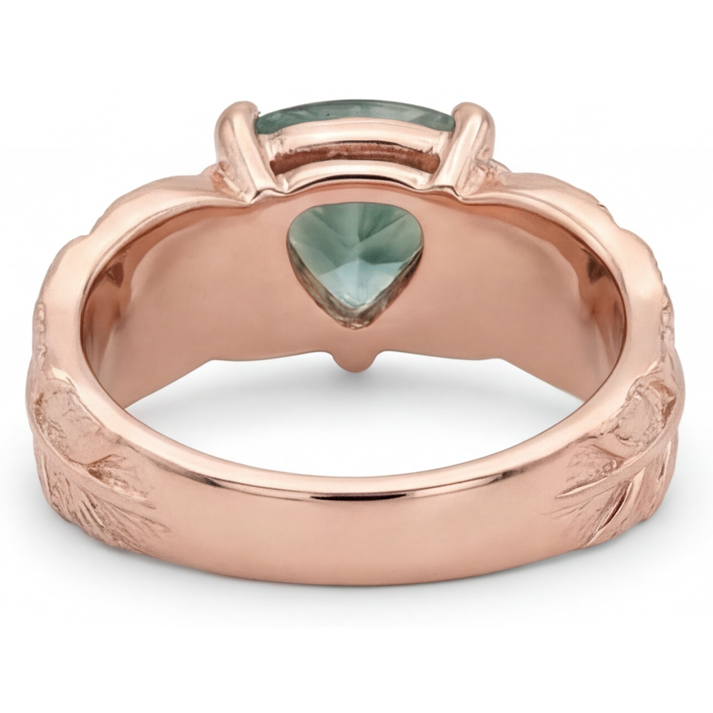Erdgewonnener Moss Agate Farbstein-Ring 2 Karat 14K Roségold – Profilansicht