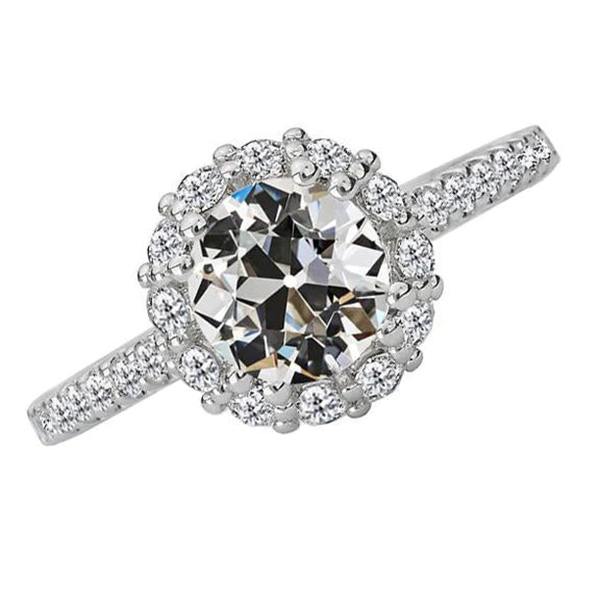 Natürlich Diamantrunder Halo-Verlobungsring Im Alten Minenschliff 5,50 Karat Weißgold