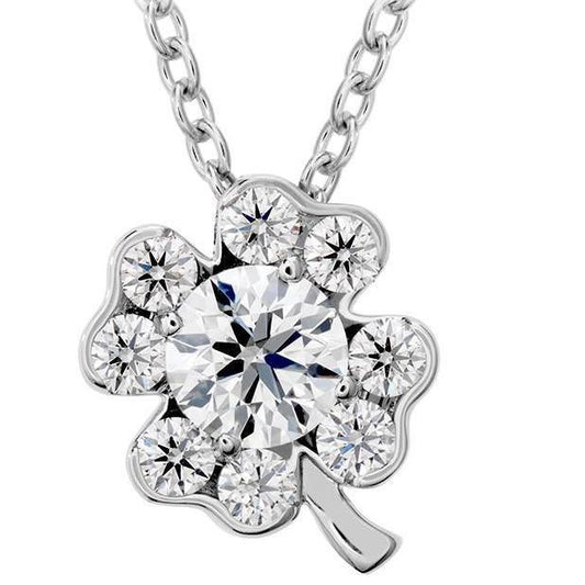 Natürliche Diamant-Blumen-Anhänger-Halskette Mit Kette 2,70 Karat WG 14K