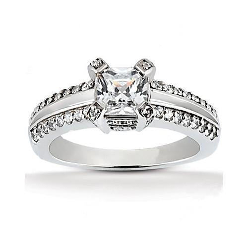 Natürliche Diamant-Solitärring Im Prinzessin-Schliff 2.20 Ct. Mit Akzenten