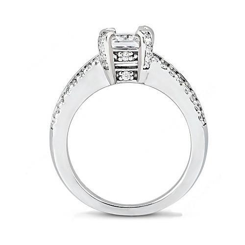 Natürliche Diamant-Solitärring Im Prinzessin-Schliff 2.20 Ct. Mit Akzenten