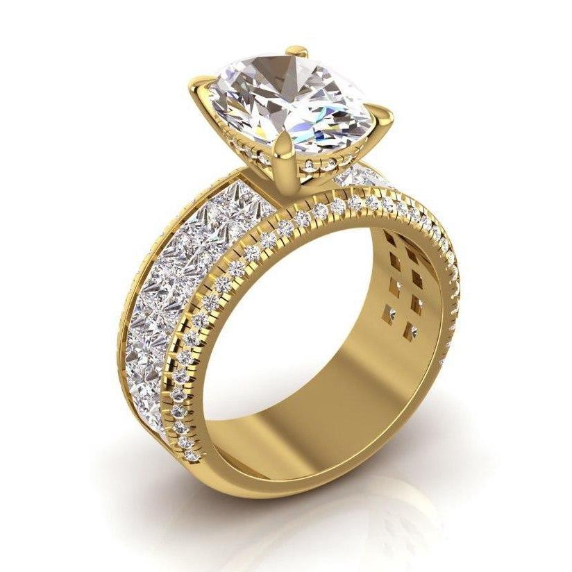 Natürliche Diamant-Verlobungsring Oval Center 6,92 Karat Gelbgold 14K