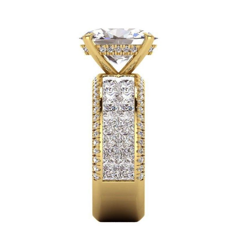 Natürliche Diamant-Verlobungsring Oval Center 6,92 Karat Gelbgold 14K