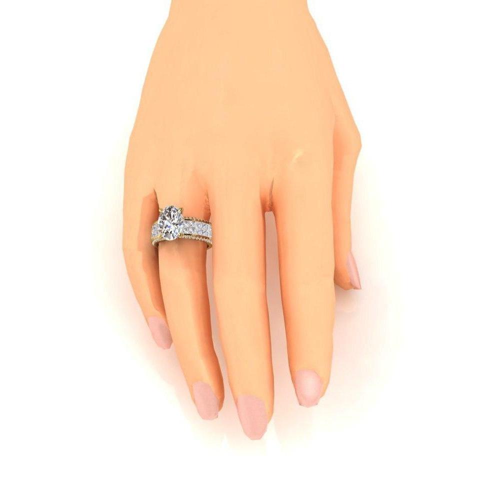Natürliche Diamant-Verlobungsring Oval Center 6,92 Karat Gelbgold 14K