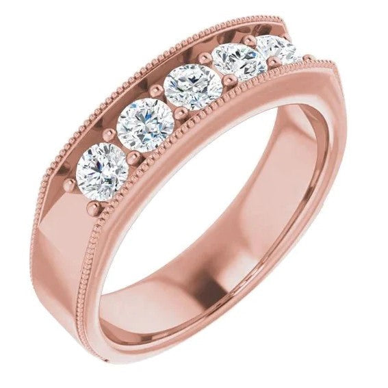 echter round diamant 1Karat memoire-ring Seitenansicht
