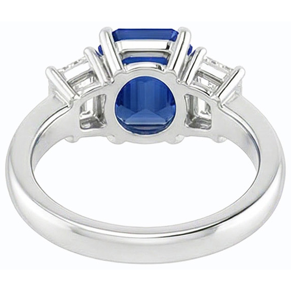 Natürlicher Diamant ( nicht im Labor gezüchtet ) 3 Stein Smaragd Ceylon Saphir Ring 14K Gold 2 Karat