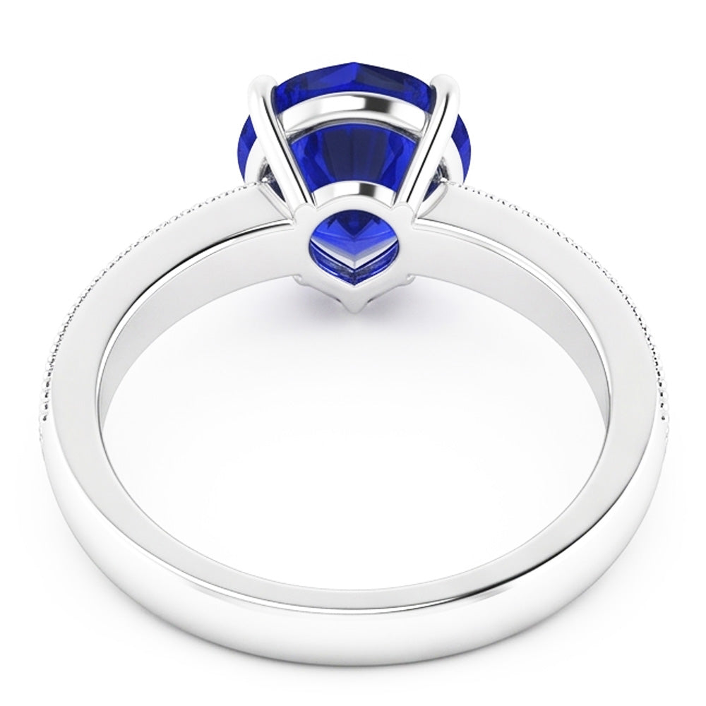 Natürlicher Diamant ( nicht im Labor gezüchtet )-Edelstein-Ring Herzförmiger blauer Saphir-Schmuck 3,50 Karat