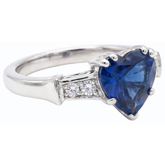 Natürlicher Diamant ( nicht im Labor gezüchtet ) Jubiläumsherz Sri Lanka Saphir Ring 5 Steine 1,75 Karat