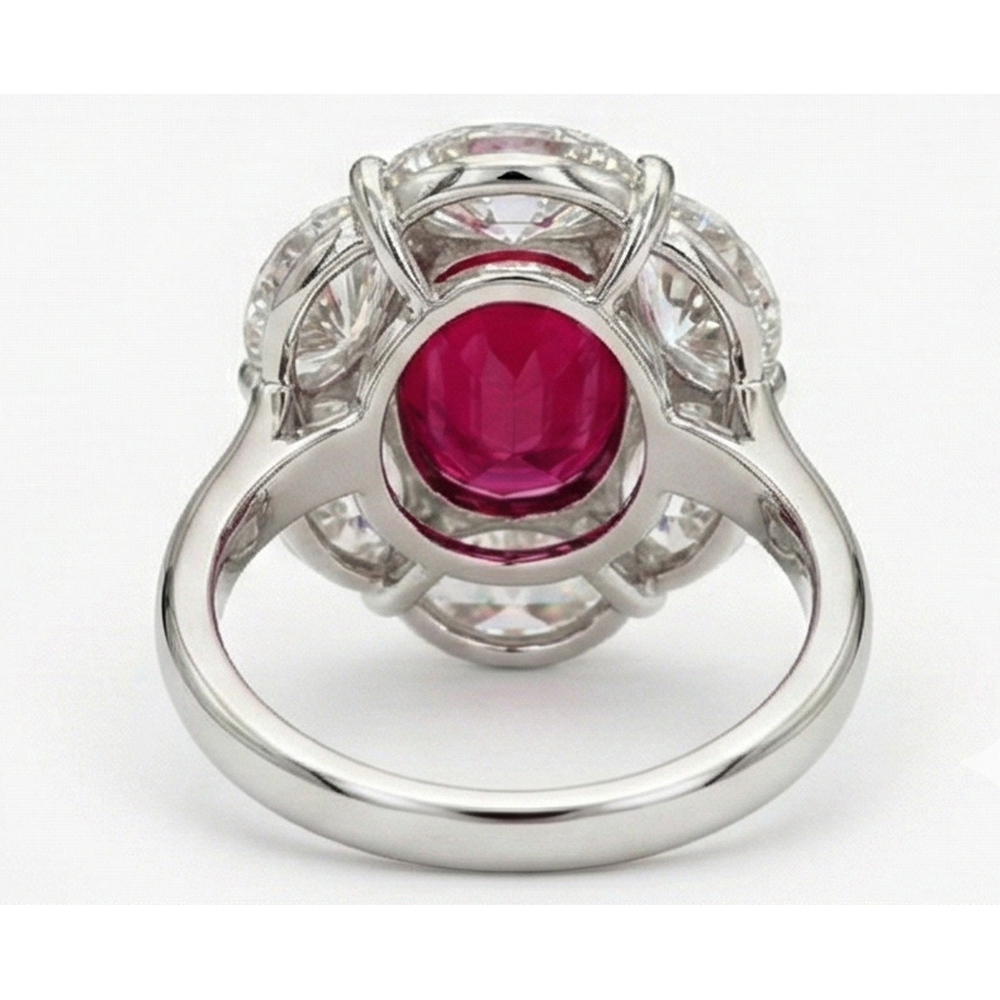 echter oval rubin 5Karat ring auf Weiß