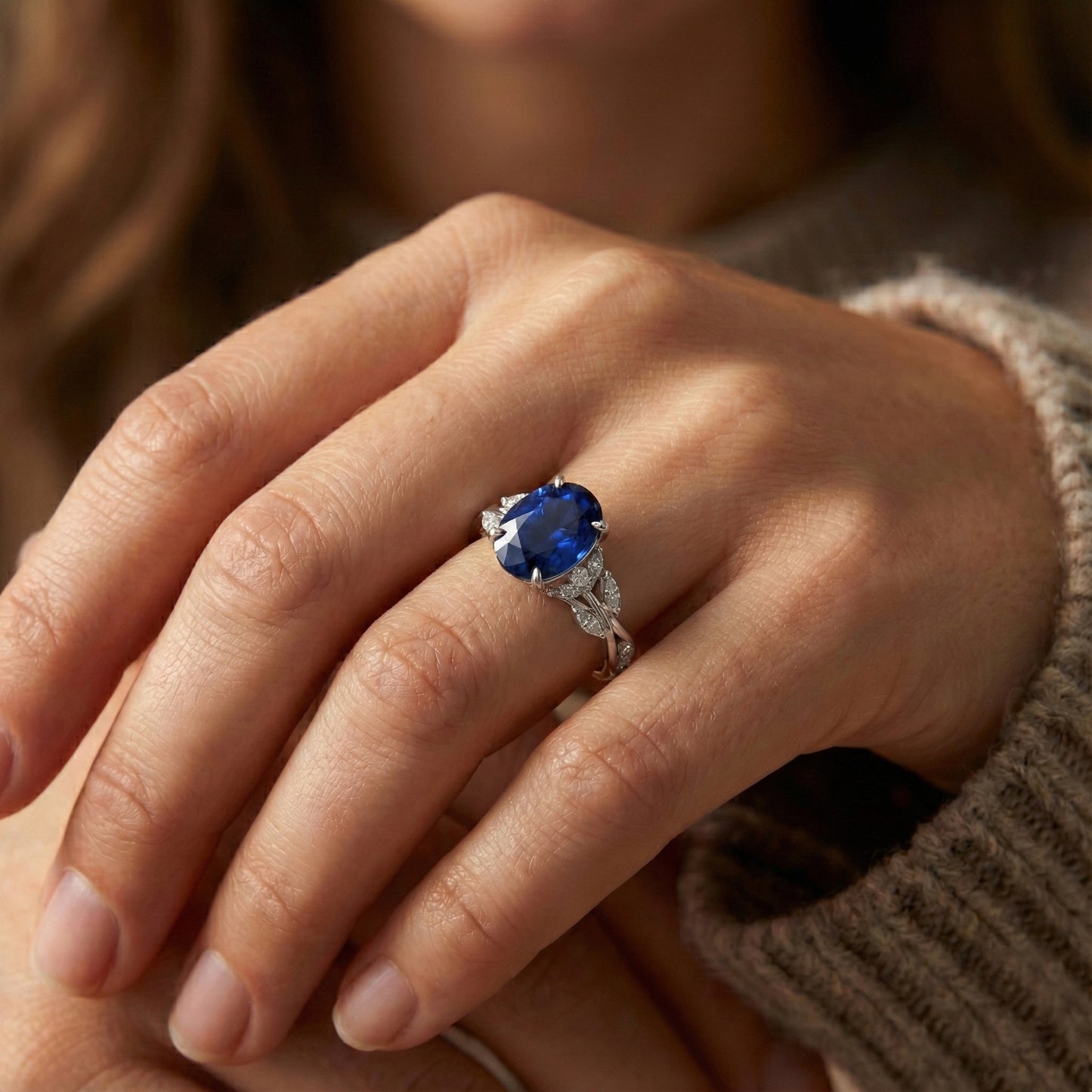 echter oval diamant 5Karat ring mit Diamantbesatz