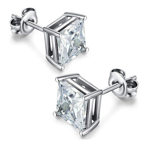 Ohrstecker Mit Prinzessin-Schliff Natürliche Diamanten 3 Karat Weißgold