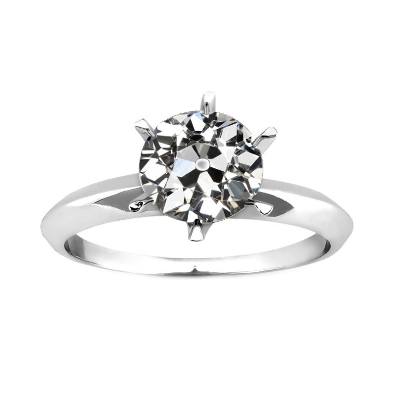 Erdgewonnener Brillant Einzelstein-Ring 2 Karat 14K Weißgold – Hauptansicht