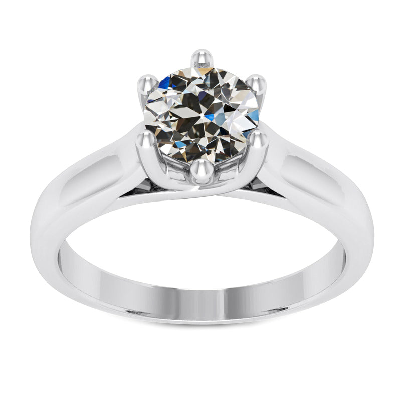 Diamant Antik-Kissen-Schliff Solitär-Ring in 14 Karat Weißgold – Hauptansicht