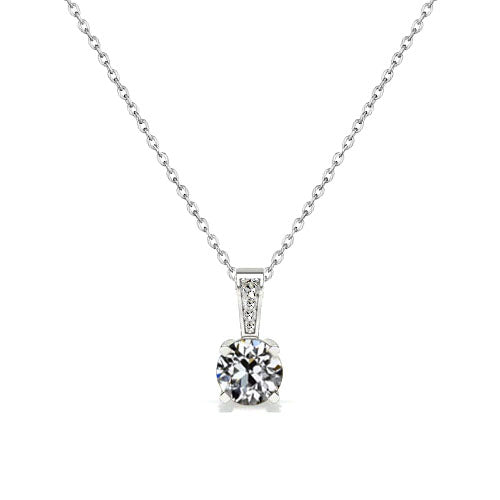 Diamant Antik-Kissen-Schliff Anhänger-Halskette in 14K Weißgold – Hauptansicht
