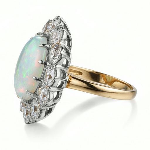 Opal und Diamanten 6,75 Karat Jubiläumsring Gold 14K Neu