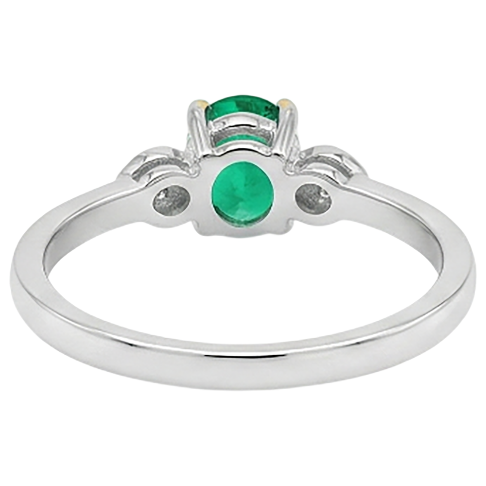 Smaragd Farbstein-Ring 2-Karat 14 Karat Zweifarbig Gold – Rückansicht