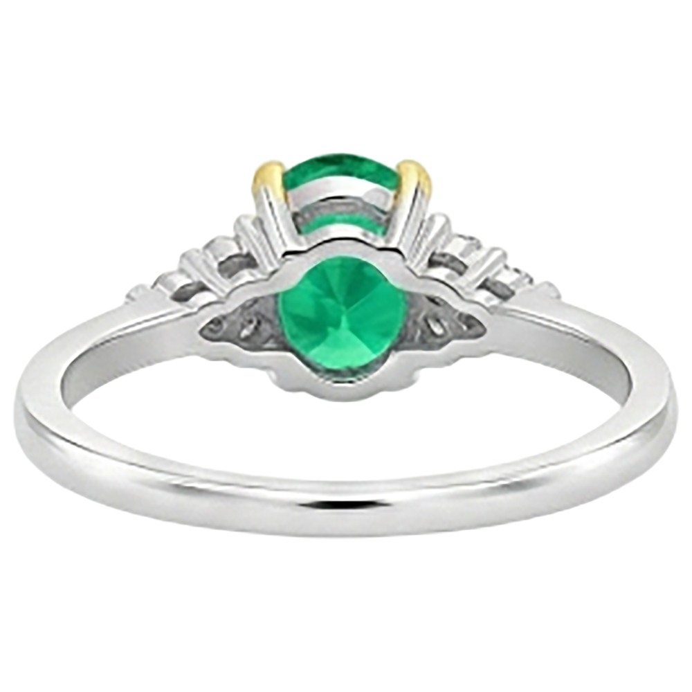 Luxuriöser Smaragd Schmuckstein-Ring 2 Karat – Rückansicht
