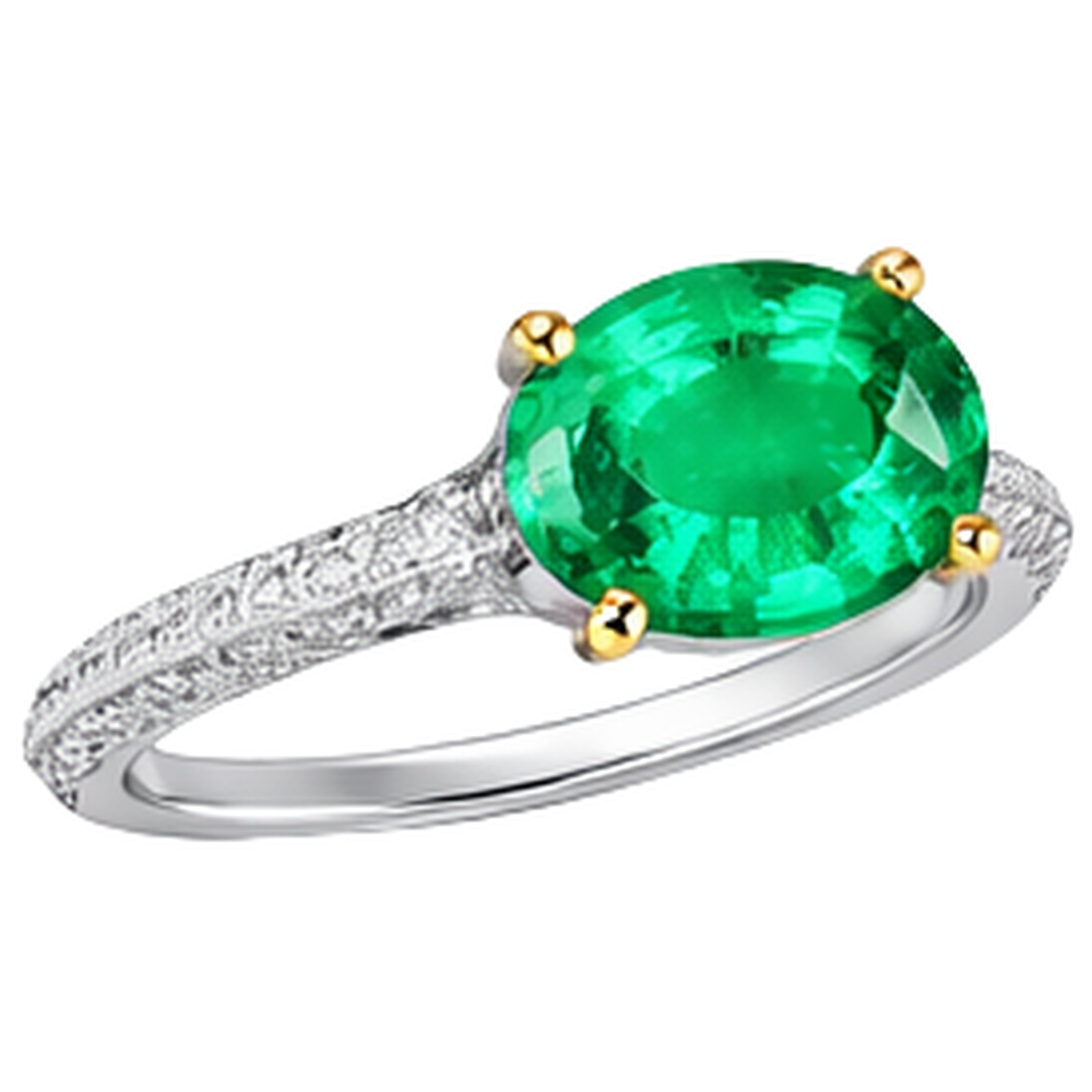 Premium Smaragd Schmuckstein-Ring 2 Karat – Profilansicht