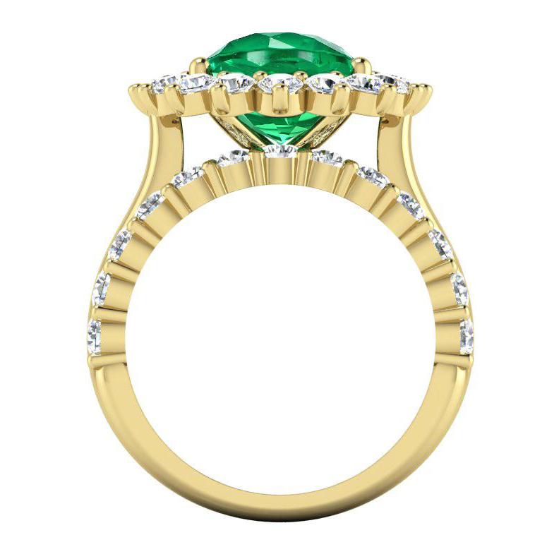 Oval Grün Smaragd Mit Diamanten Ring Set