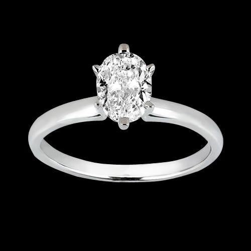 Oval Cut Echt Diamant Solitaire Damenring 1.01 Karat Weißgold 14K