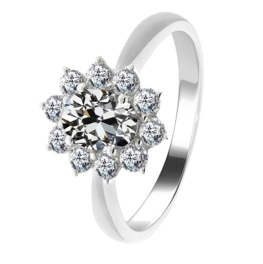 Hochwertiger Edler Diamant Halo-Verlobungsring 2 Karat – Hauptansicht