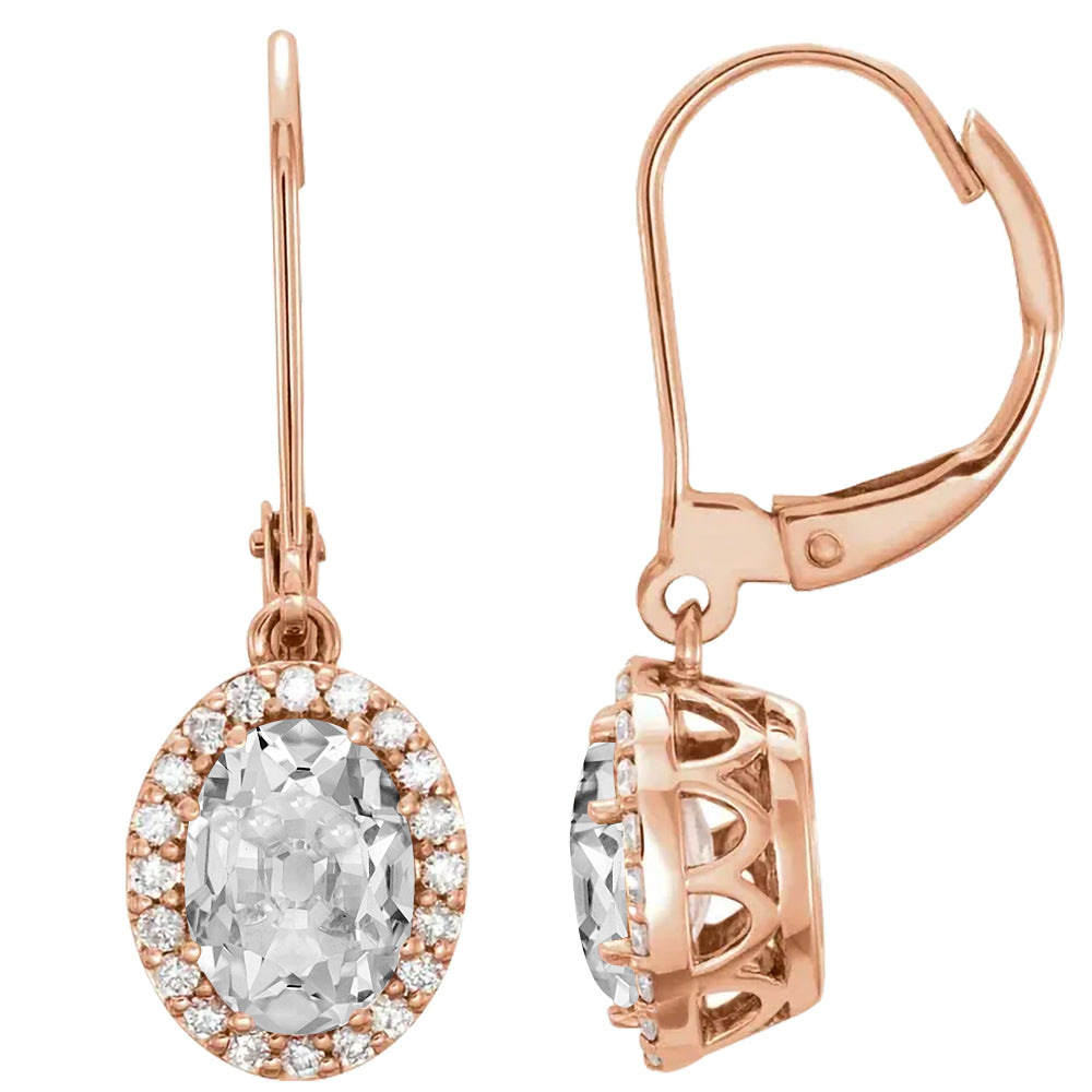 Echter Edler Diamant Ohrhänger 3 Karat 14K Roségold – Hauptansicht