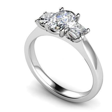 Oval & Princess Cut 2,50 Karat 3 Stein Natürliche Diamanten Jubiläumsring