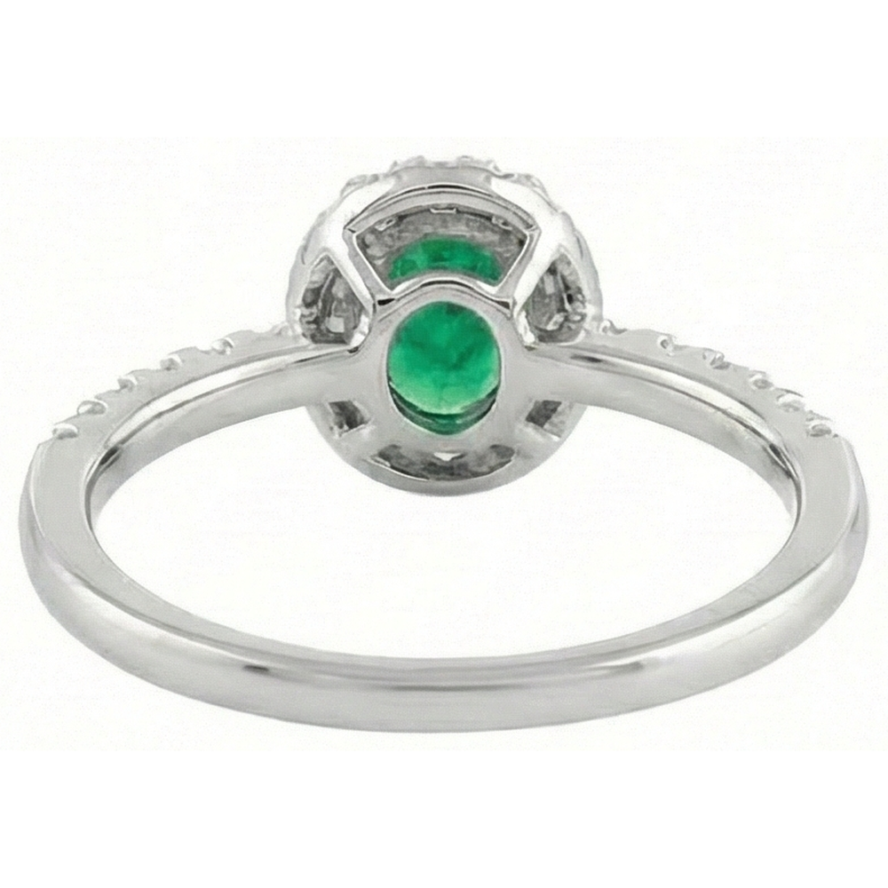 Ovaler Grün Smaragd Diamant 3,85 Karat Ehering Weißgold 14K