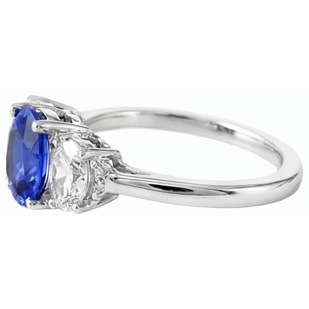 Ovaler Natürlicher Diamant ( nicht im Labor gezüchtet )-Jubiläumsring Natürlicher blauer Saphirstein 2,50 Karat