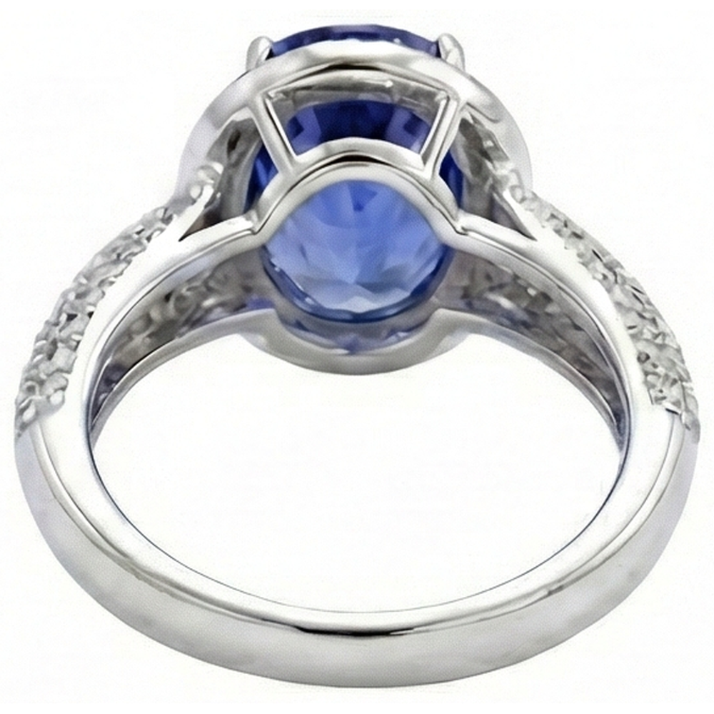 Ovaler Tansanit & Diamanten 7 Karat Ring Pave Weißgold 14K