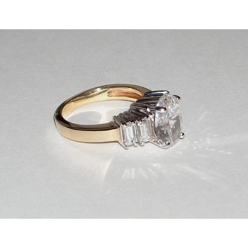 Ovaler Echt Diamantring Antik-Look 1,51 Karat Zweifarbiger Schmuck Neu