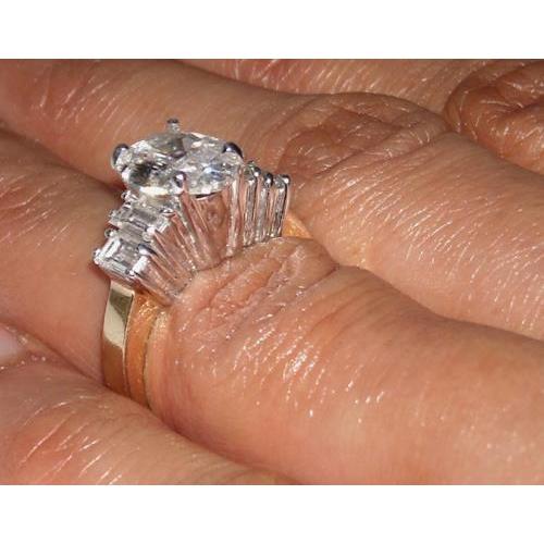Ovaler Echt Diamantring Antik-Look 1,51 Karat Zweifarbiger Schmuck Neu