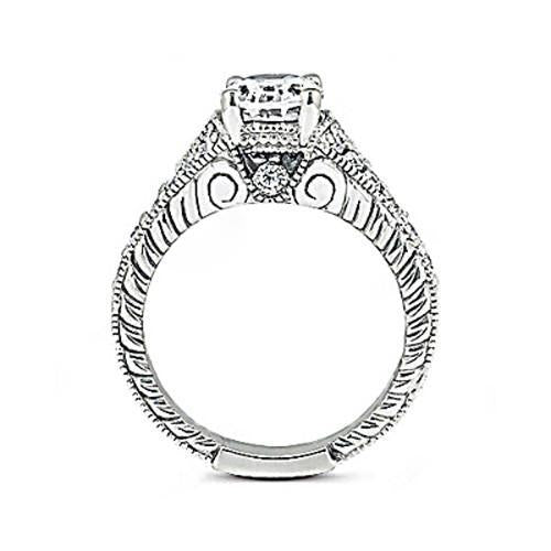 Ovaler Natürliche Diamant-Verlobungsring Im Vintage-Stil 1,51 Ct. Weißgold 14K