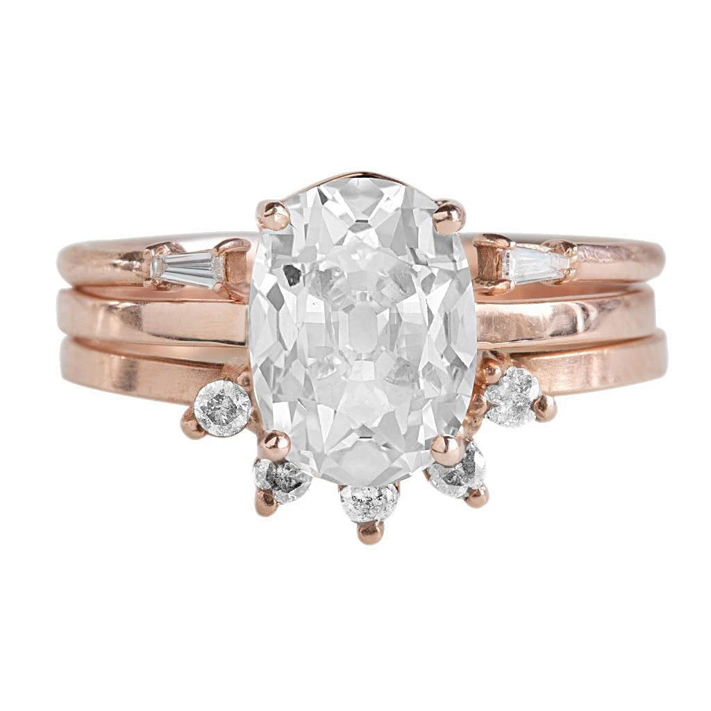 Ovaler Verlobungsring Set Alter Minenschliff Natürliche Diamant Goldschmuck 8,60 Karat