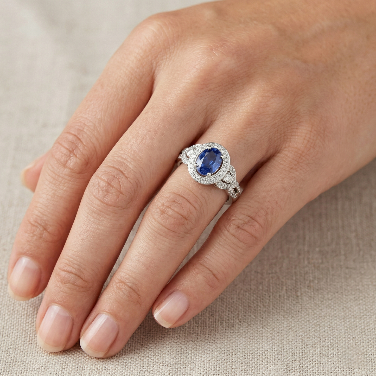 echter oval diamant 3Karat ring mit Diamantbesatz