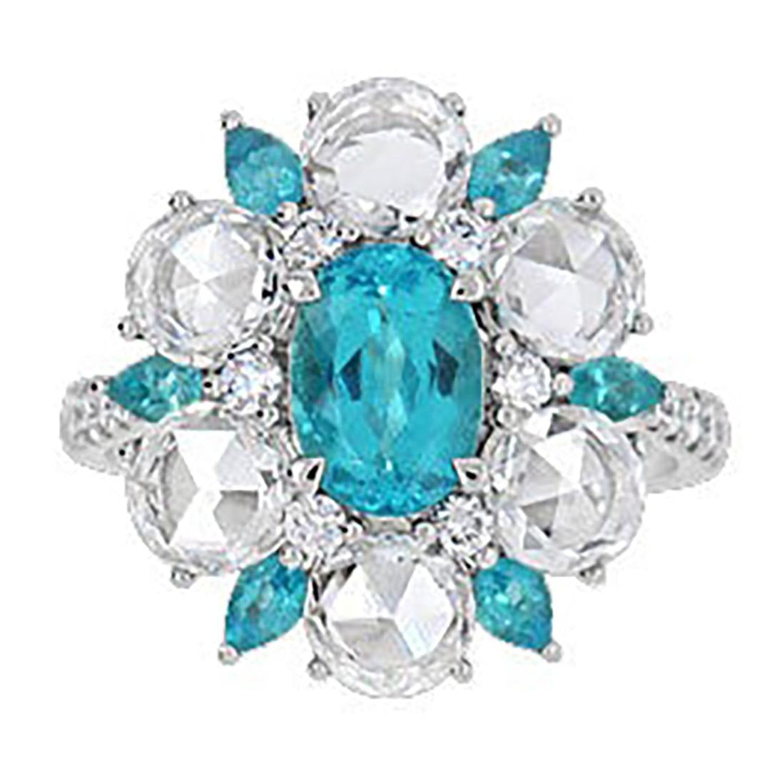 Paraiba-Turmalin-Ring im floralen Stil
