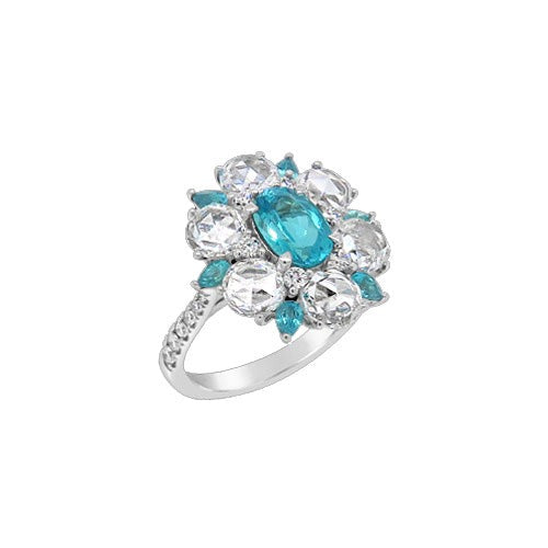 Paraiba-Turmalin-Ring im floralen Stil