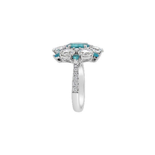 Paraiba-Turmalin-Ring im floralen Stil
