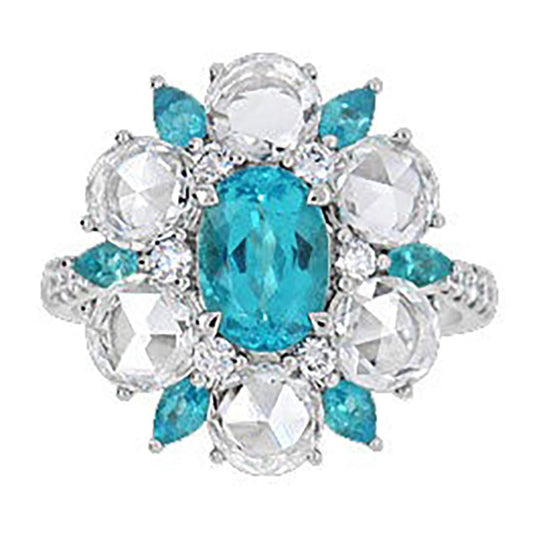 Paraiba-Turmalin-Ring im floralen Stil