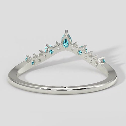 Paraiba-Turmalin- und Diamant-Wishbone-Ring