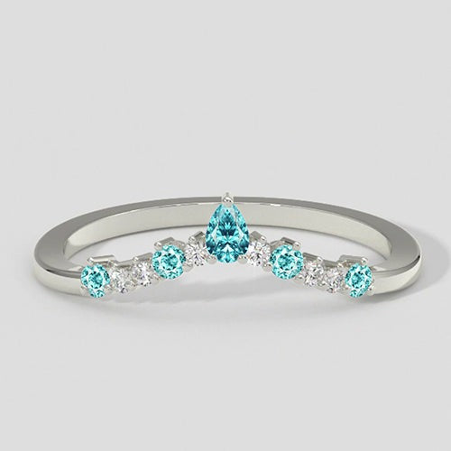 Paraiba-Turmalin- und Diamant-Wishbone-Ring