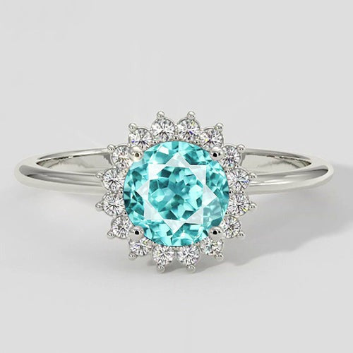 Paraiba Cocktailring mit Blumenmuster