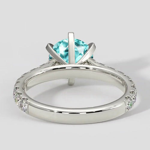 Paraiba Pavé-Ring aus Weißgold