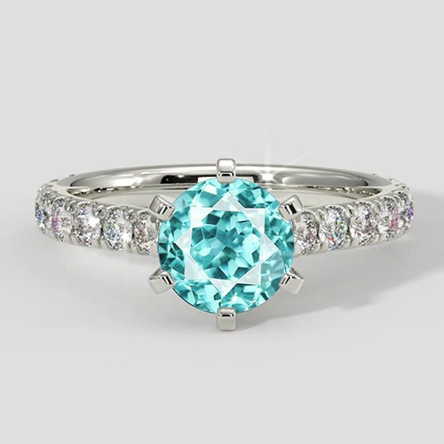 Paraiba Pavé-Ring aus Weißgold