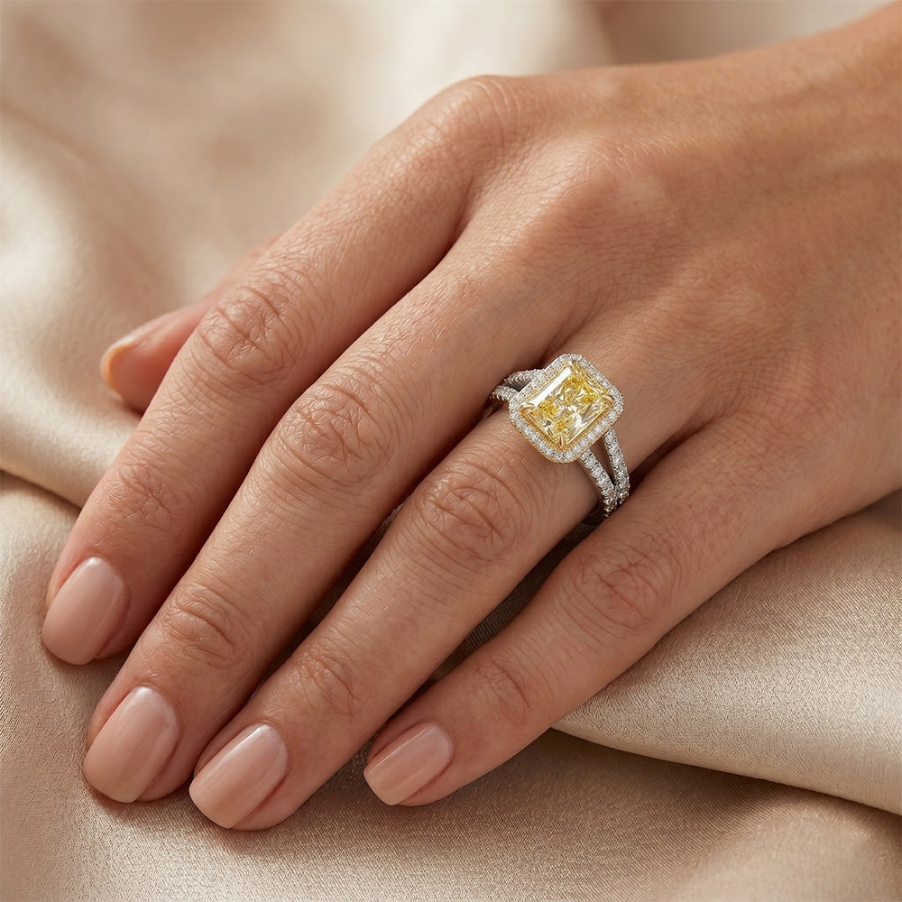 Pavé Statement-Ring – Gelber Kanarienvogel-Diamant 2 Karat 14