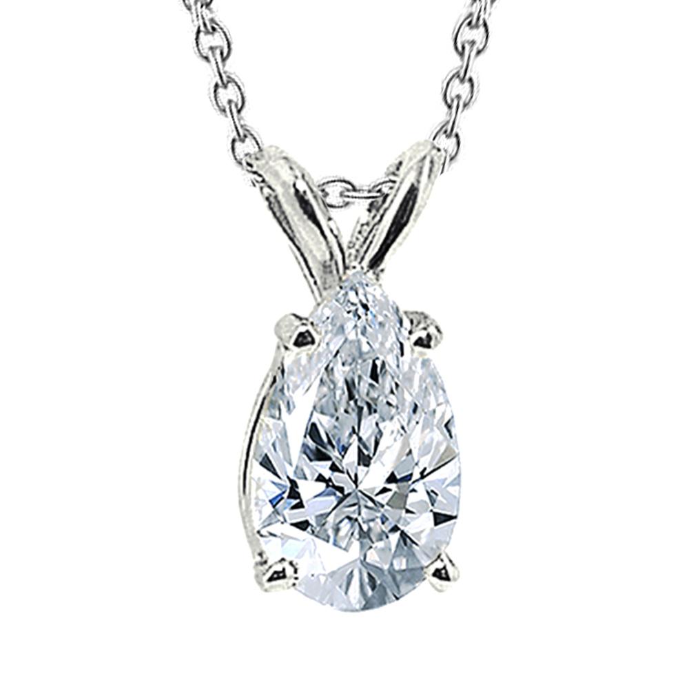 Pear Echt Diamant Solitaire Anhänger Damen Halskette Weißgold Neu 3 Cts.