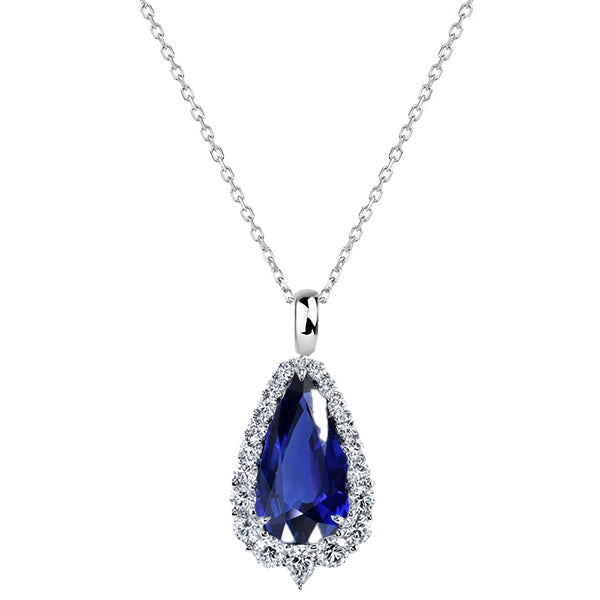 Naturreiner Royalblauer Saphir Schmuckstein-Anhänger 2,75 Karat 14K Weißgold – Hauptansicht
